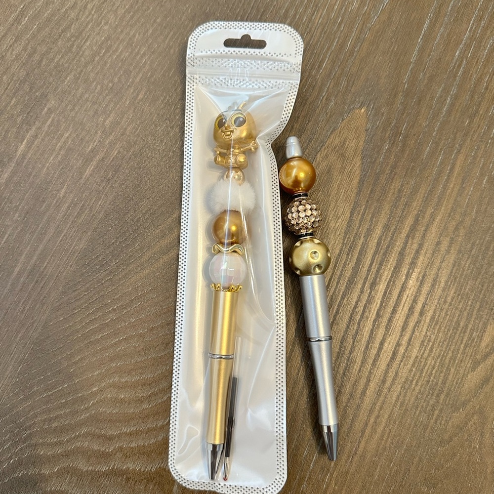 Disney Doorables Gold Olaf Frozen Set‎ Of 2 Beaded Pens with extra Refill Ink - Picture 6 of 6